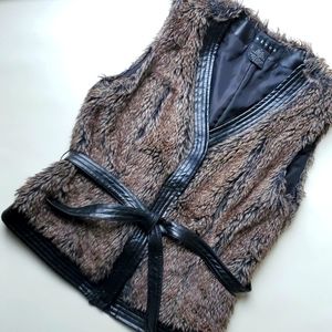 Revue faux fur and leather trimmed vest